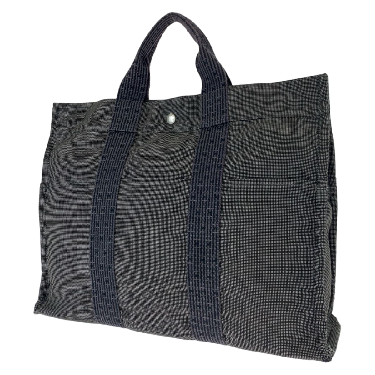 H-00617
HERMES エルメス エールラインMM グレー キャンバス トートバッグ ハンドバッグ  レディース