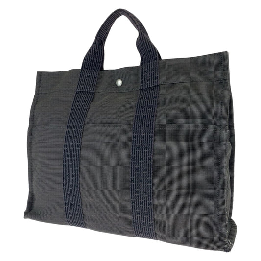 H-00617
HERMES エルメス エールラインMM グレー キャンバス トートバッグ ハンドバッグ  レディース