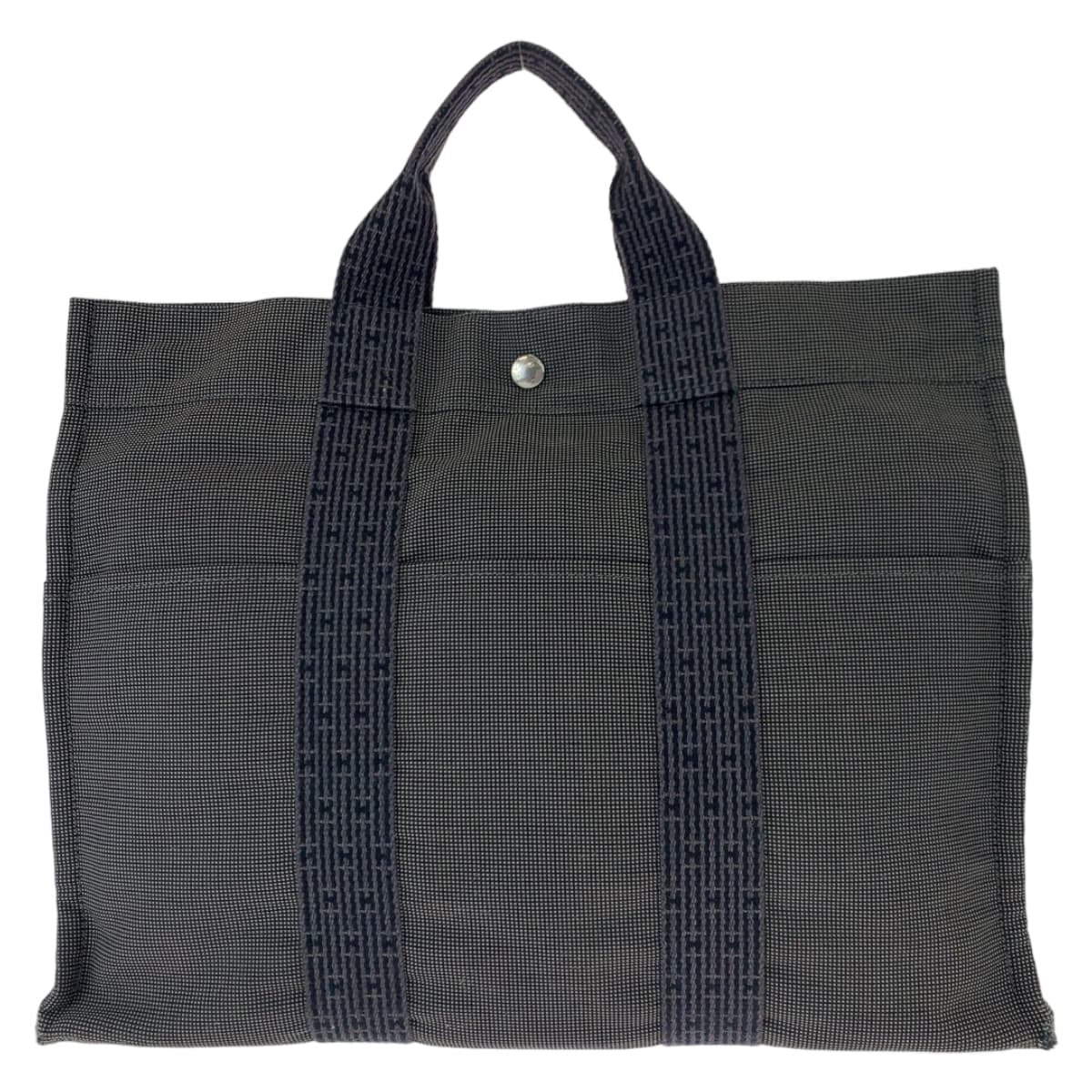 H-00617
HERMES エルメス エールラインMM グレー キャンバス トートバッグ ハンドバッグ  レディース