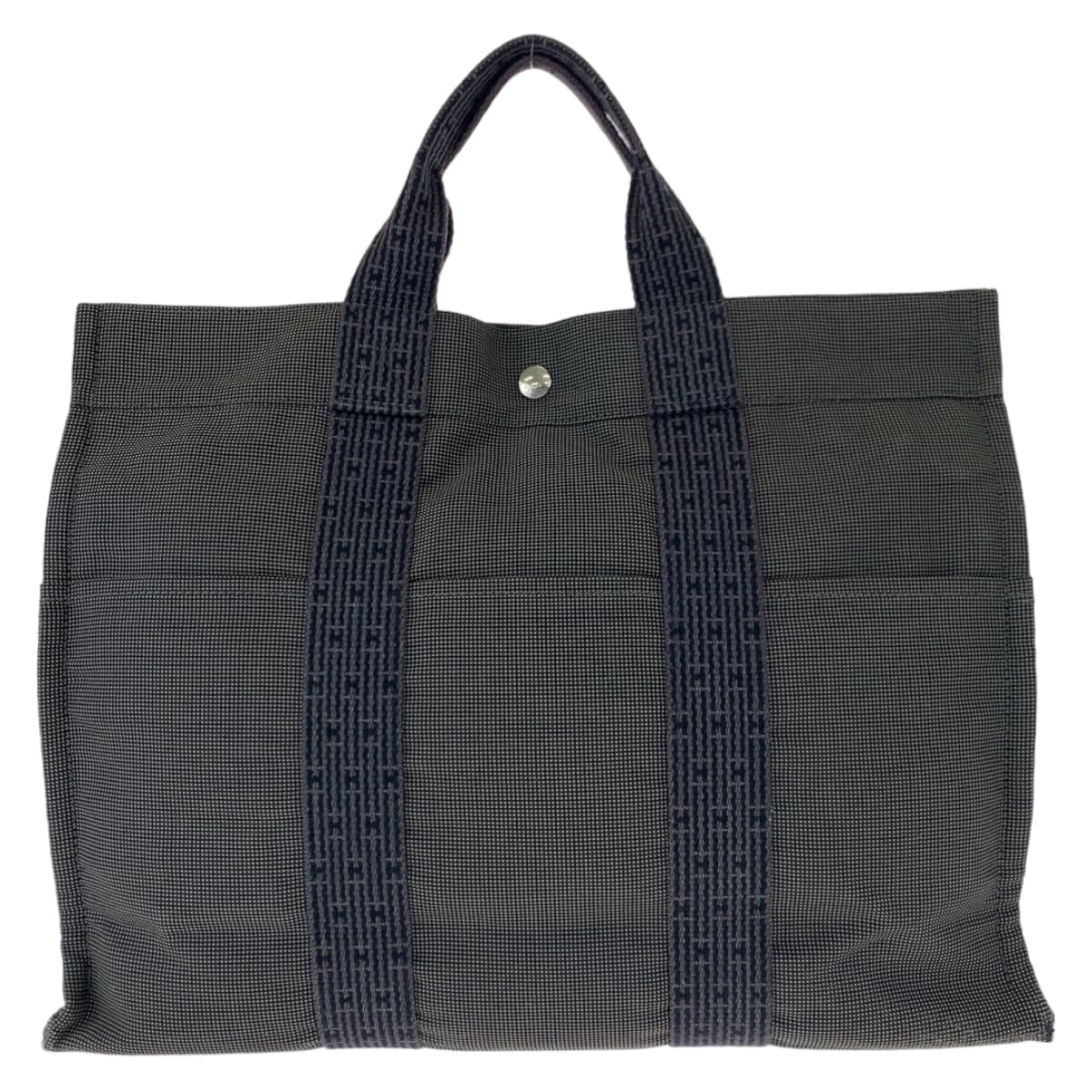 H-00617
HERMES エルメス エールラインMM グレー キャンバス トートバッグ ハンドバッグ  レディース