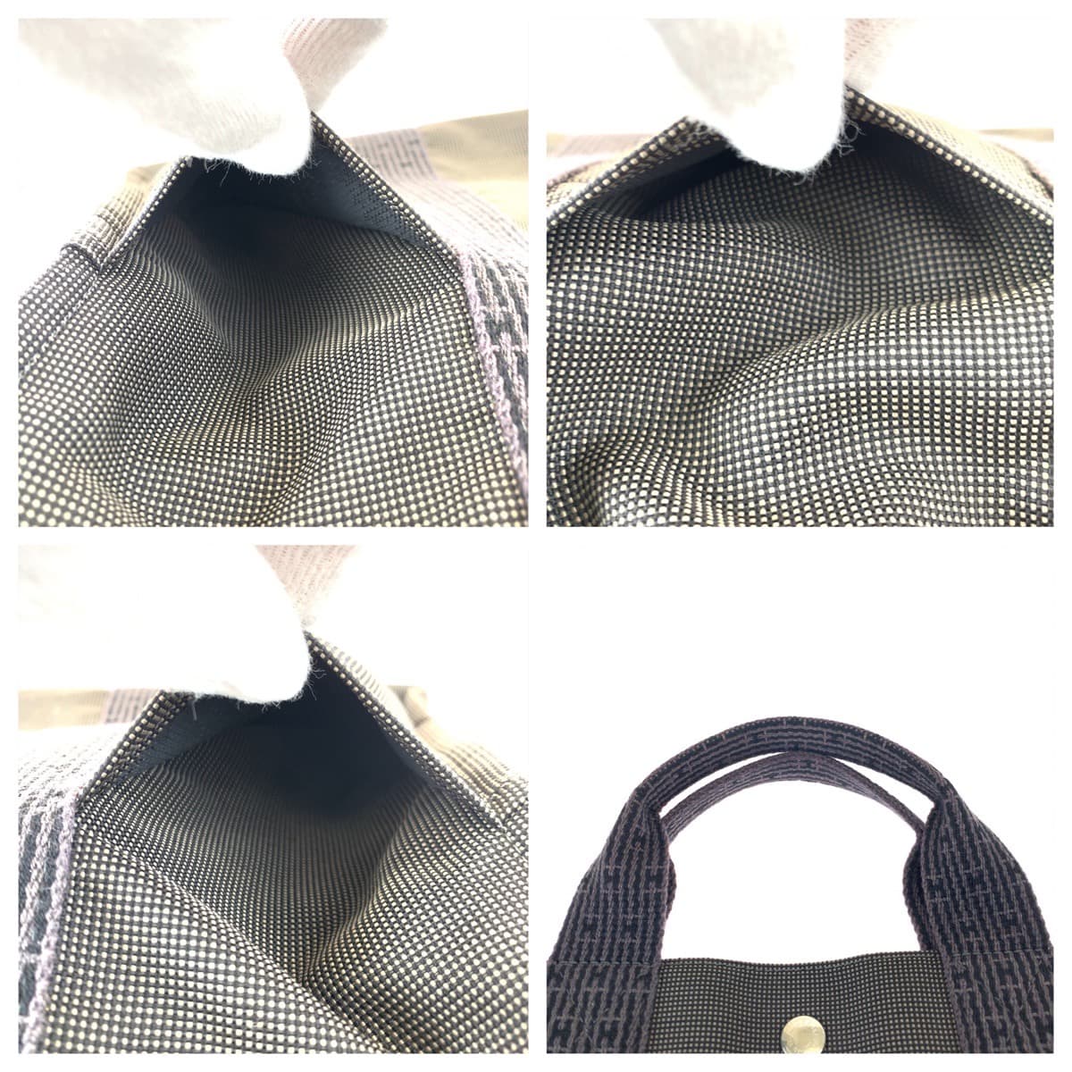H-00617
HERMES エルメス エールラインMM グレー キャンバス トートバッグ ハンドバッグ  レディース