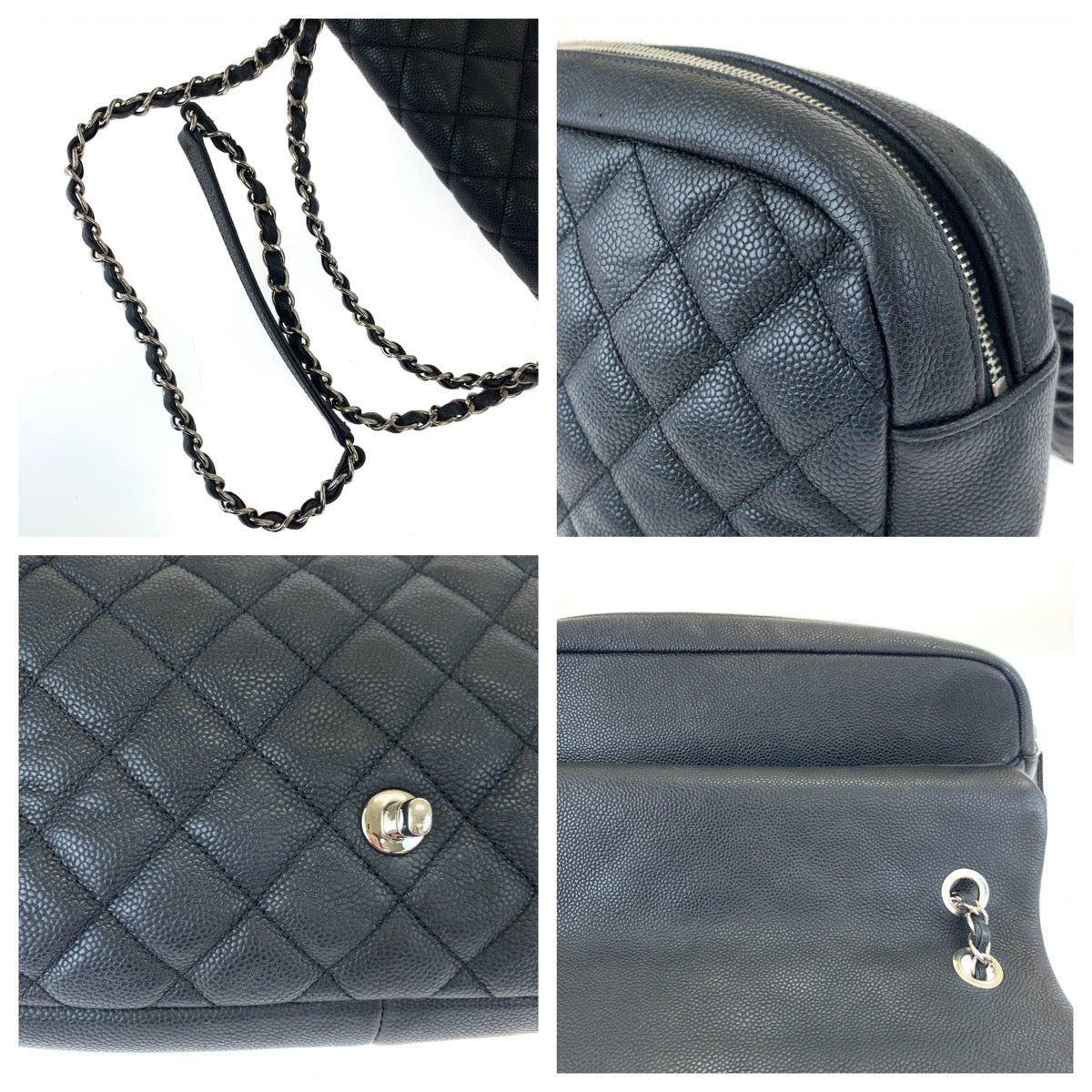 H-00618
CHANEL シャネル マトラッセ ココマーク ターンロック ブラック 黒 シルバー金具 キャビアスキン 1794**** ショルダーバッグ 斜め掛け 肩掛け 2way  レディース