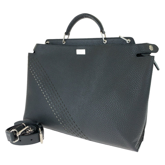 H-00619
FENDI フェンディ セレリア ズッカ柄 ピーカブエッセンシャル グレー 灰色 シルバー金具 カーフ 7VA476 ショルダーバッグ ハンドバッグ 2way  メンズ