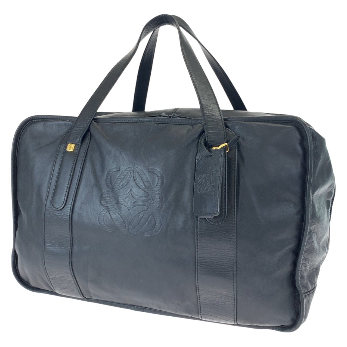 H-00620
LOEWE ロエベ アナグラム アマソナ40 ブラック 黒 ゴールド金具 レザー ボストンバッグ ハンドバッグ  メンズ