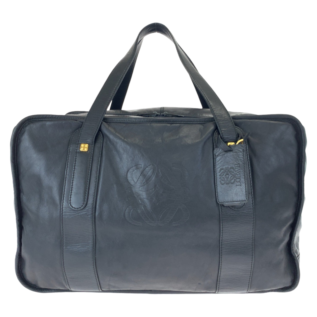 H-00620
LOEWE ロエベ アナグラム アマソナ40 ブラック 黒 ゴールド金具 レザー ボストンバッグ ハンドバッグ  メンズ