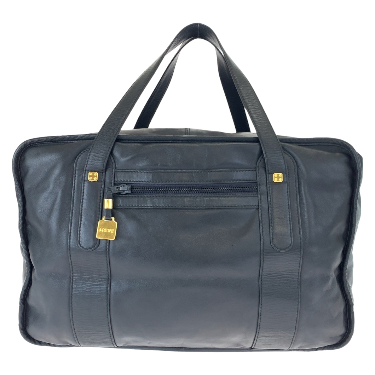 H-00620
LOEWE ロエベ アナグラム アマソナ40 ブラック 黒 ゴールド金具 レザー ボストンバッグ ハンドバッグ  メンズ