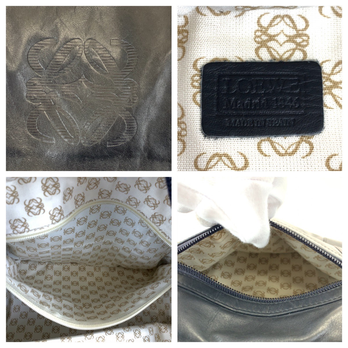 H-00620
LOEWE ロエベ アナグラム アマソナ40 ブラック 黒 ゴールド金具 レザー ボストンバッグ ハンドバッグ  メンズ