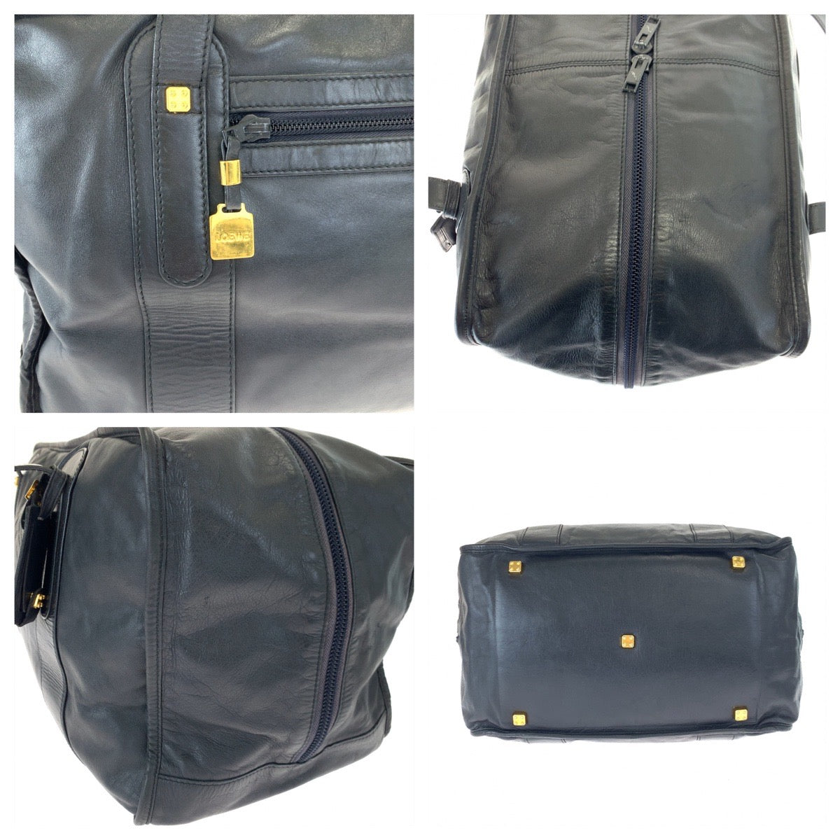 H-00620
LOEWE ロエベ アナグラム アマソナ40 ブラック 黒 ゴールド金具 レザー ボストンバッグ ハンドバッグ  メンズ
