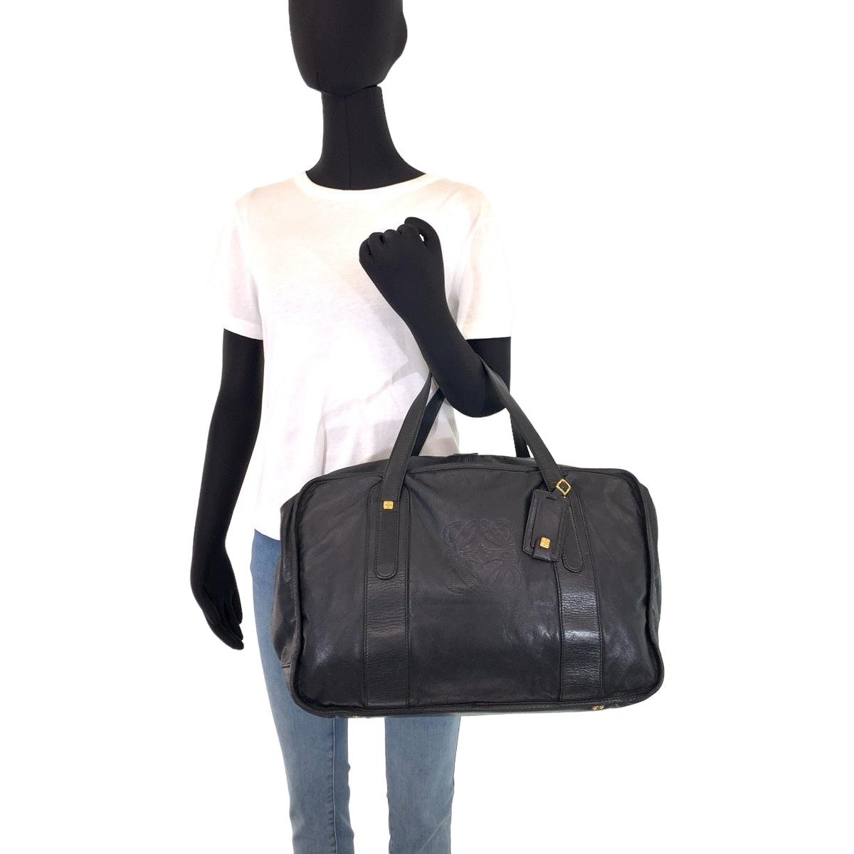 H-00620
LOEWE ロエベ アナグラム アマソナ40 ブラック 黒 ゴールド金具 レザー ボストンバッグ ハンドバッグ  メンズ