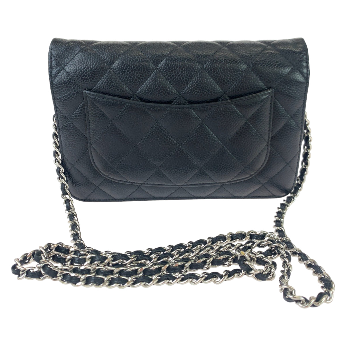 CHANEL シャネル マトラッセ ココマーク ブラック 黒 シルバー金具 キャビアスキン 斜め掛け チェーンウォレット 長財布  レディース
