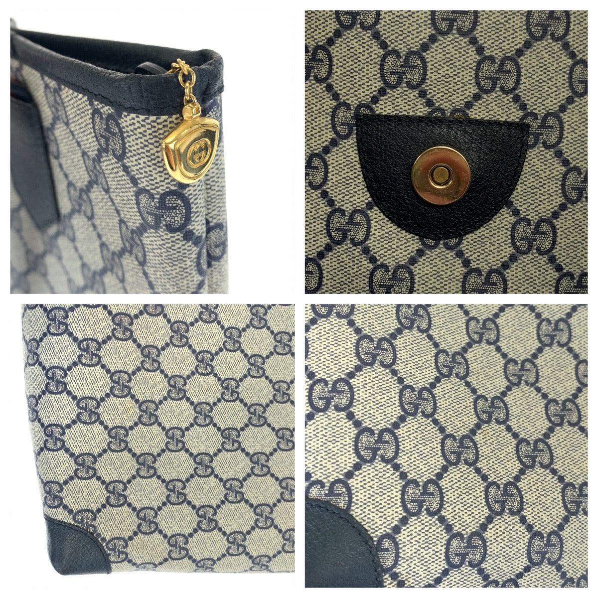 H-00621
GUCCI グッチ ヴィンテージ オールドグッチ シェリーライン ネイビー GGスプリームキャンバス 002 40 0694 トートバッグ ハンドバッグ  メンズ