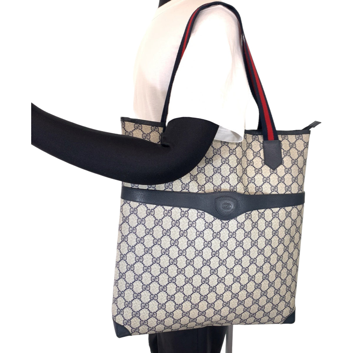 H-00621
GUCCI グッチ ヴィンテージ オールドグッチ シェリーライン ネイビー GGスプリームキャンバス 002 40 0694 トートバッグ ハンドバッグ  メンズ