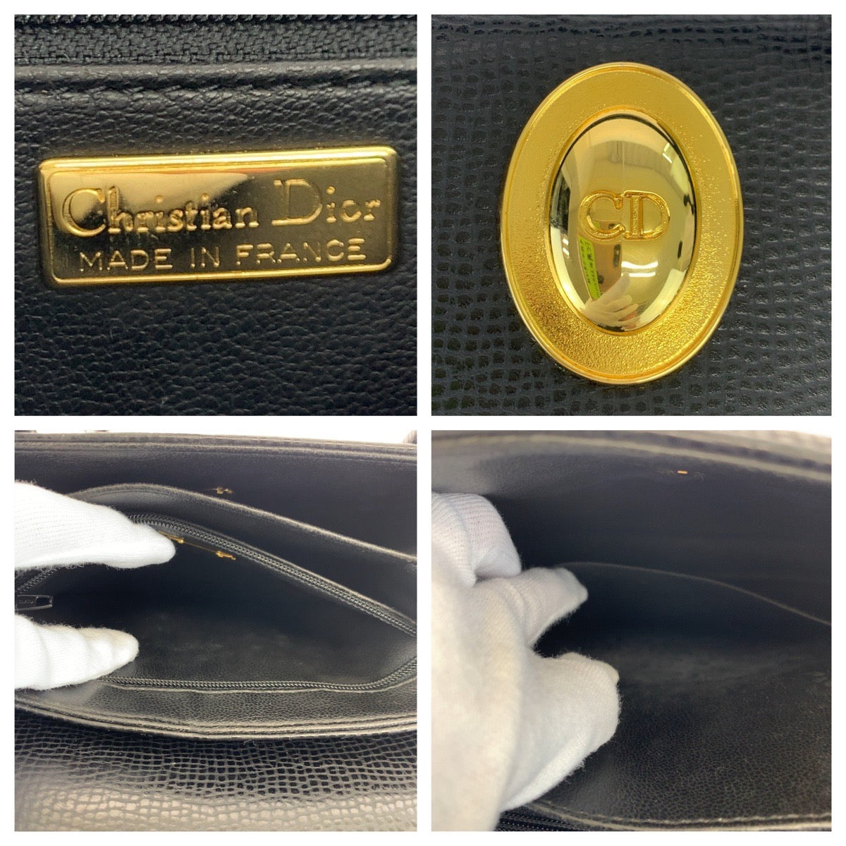 H-00623
Dior ディオール ヴィンテージ CDロゴ ブラック 黒 ゴールド金具 レザー ショルダーバッグ 肩掛け  レディース