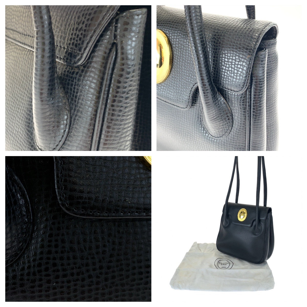 H-00623
Dior ディオール ヴィンテージ CDロゴ ブラック 黒 ゴールド金具 レザー ショルダーバッグ 肩掛け  レディース