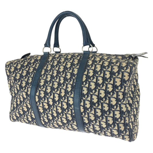 H-00626
Dior ディオール トロッター ネイビー 紺 アイボリー シルバー金具 キャンバス / レザー ボストンバッグ ハンドバッグ  レディース