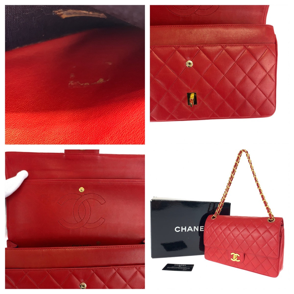 12546
CHANEL シャネル マトラッセ Wフラップ ストレートフラップ ココマーク ターンロック レッド 赤 ゴールド金具 ラムスキン ショルダーバッグ ハンドバッグ 2way  レディース