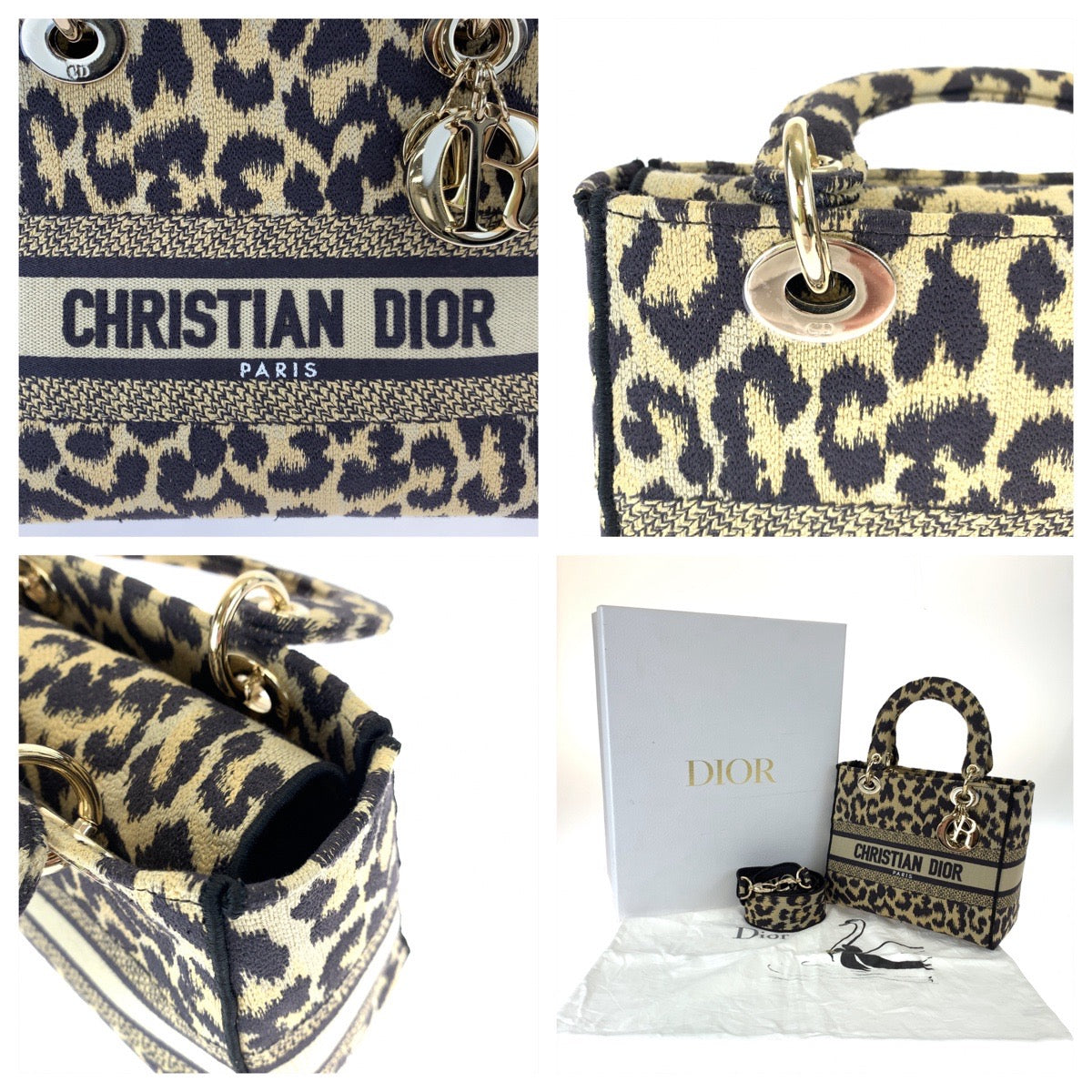 H-00630
Dior ディオール レディ ディライト ミディアム レオパード柄 ブラウン 茶 ゴールド金具 キャンバス M0565ORHM トートバッグ ハンドバッグ 2way  レディース
