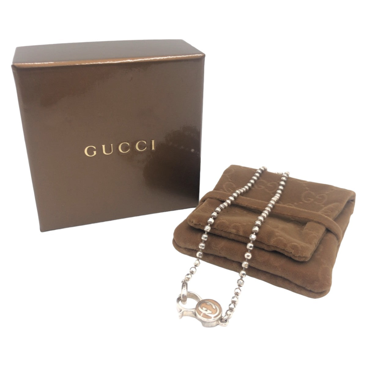 GUCCI グッチ GGロゴ インターロッキング フックモチーフ 男女兼用 シルバー 銀 シルバー金具 SV925 シルバー ネックレス ペンダント  レディース