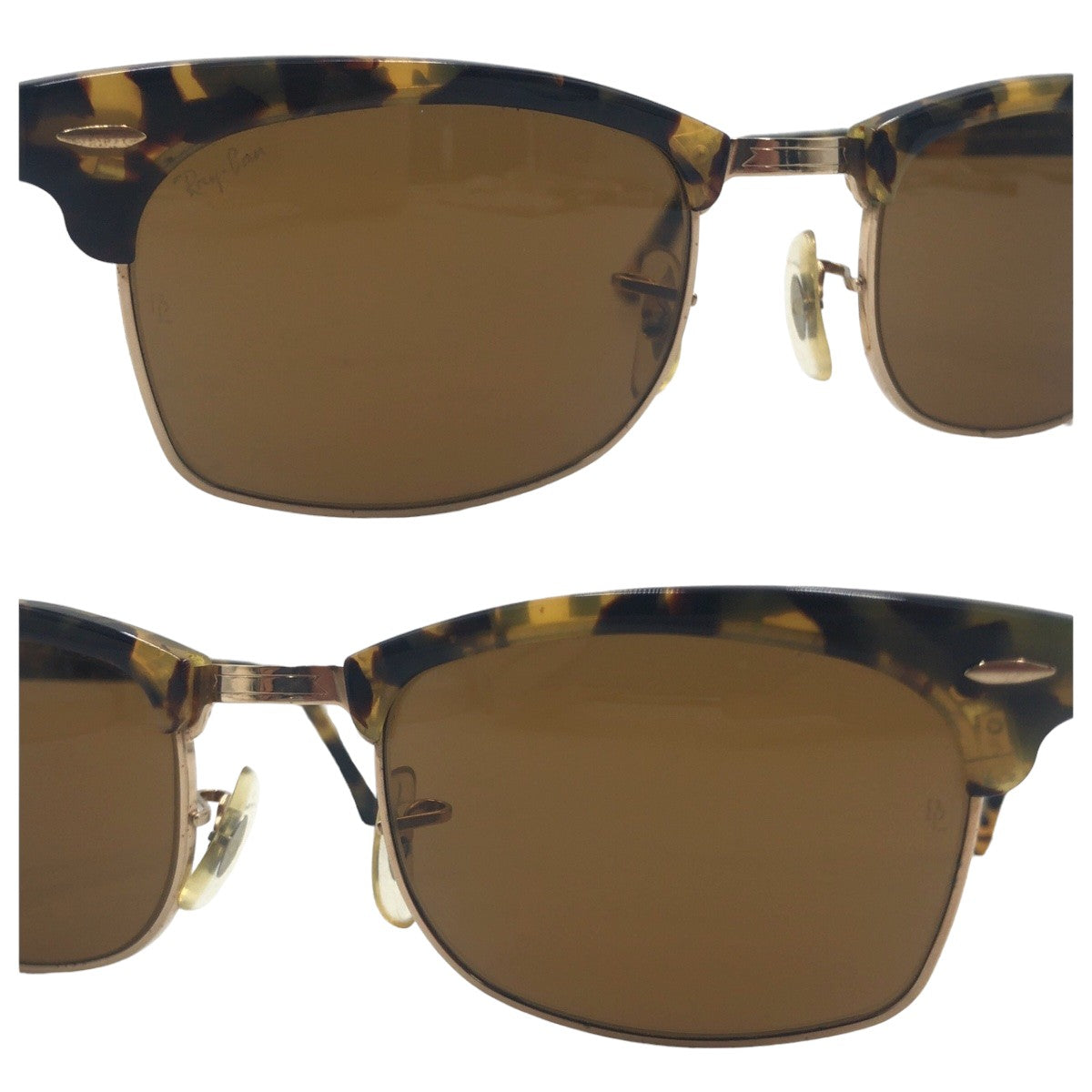 10443
 
Ray-Ban Vintage B&amp;L RAY-BAN USA Clubmaster Square Unisex Marble Brown Gold Plastic/Metal W1483 WUAW Sunglasses Square Men's
