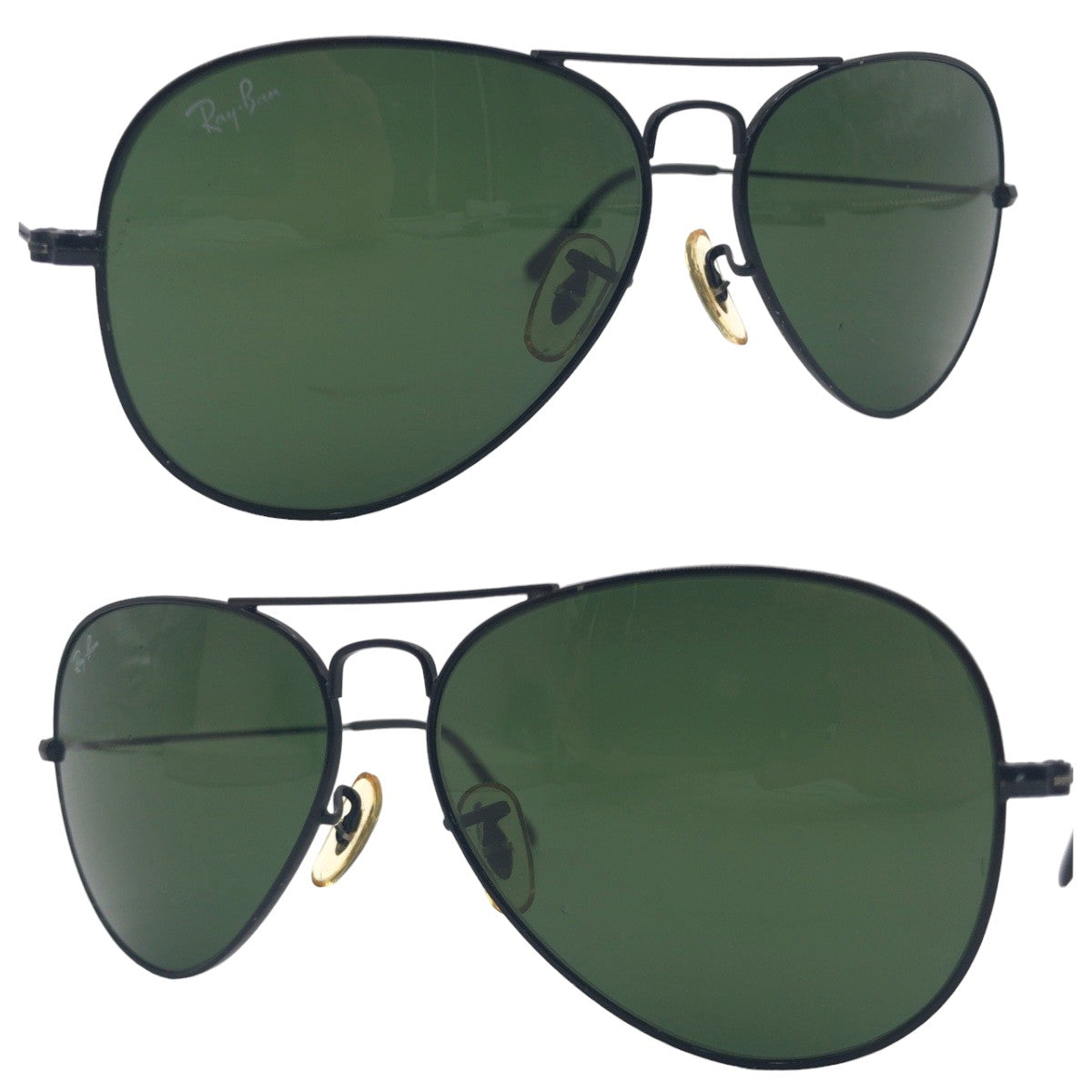 Ray-Ban Aviator Unisex Black Green Metal RB3025 AVIATOR LARGE METAL L2823 5814 3N Sunglasses Teardrop Men's