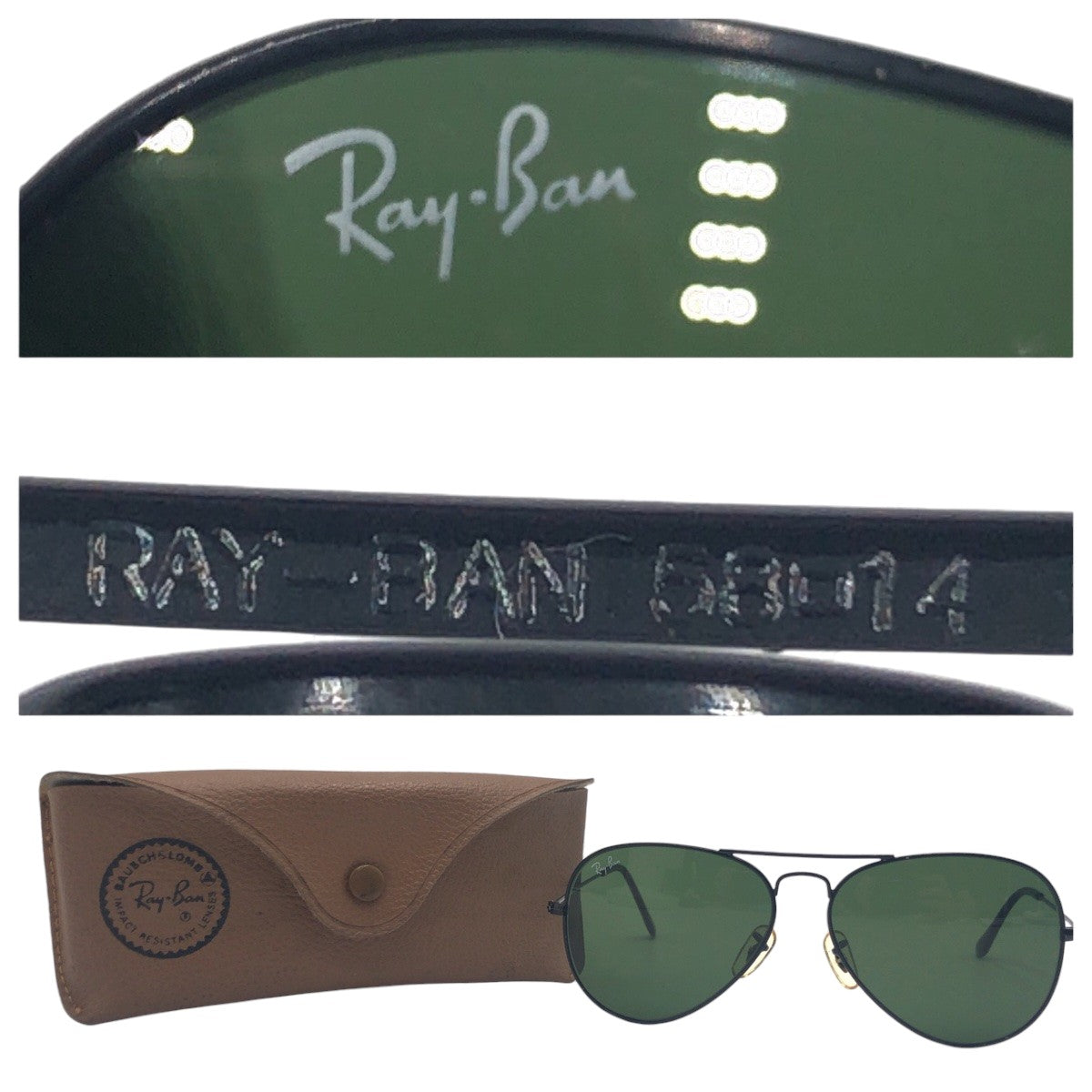 Ray-Ban Aviator Unisex Black Green Metal RB3025 AVIATOR LARGE METAL L2823 5814 3N Sunglasses Teardrop Men's