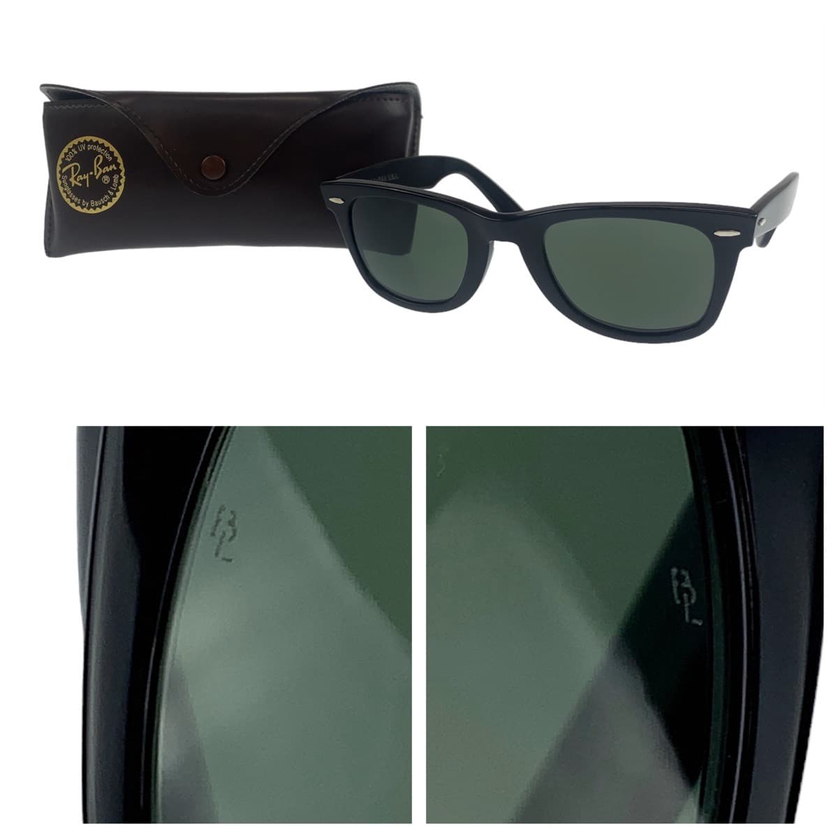 Ray-Ban Vintage B&amp;L Wayfarer Black Plastic B&amp;L5024 Sunglasses Wellington Men's
