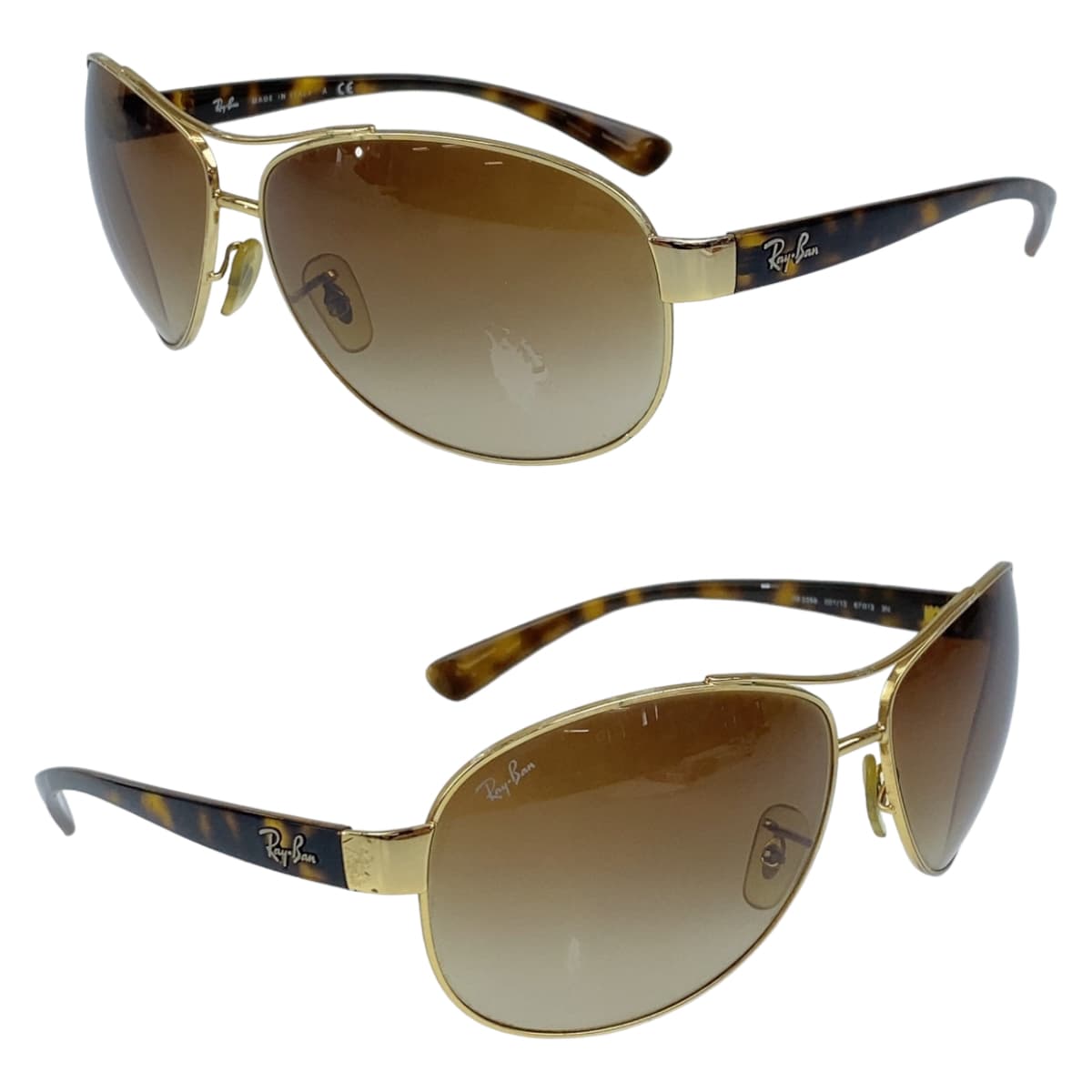 Ray-Ban Brown Gold Metal RB3386 001/13 67□13 3N Sunglasses Teardrop Men's