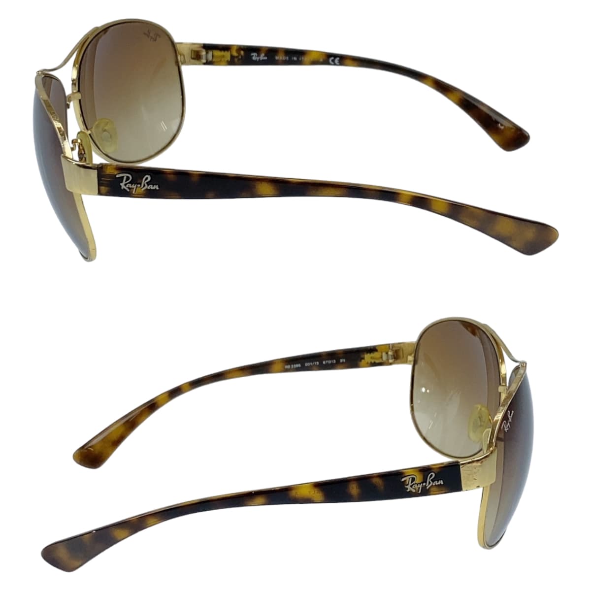 Ray-Ban Brown Gold Metal RB3386 001/13 67□13 3N Sunglasses Teardrop Men's