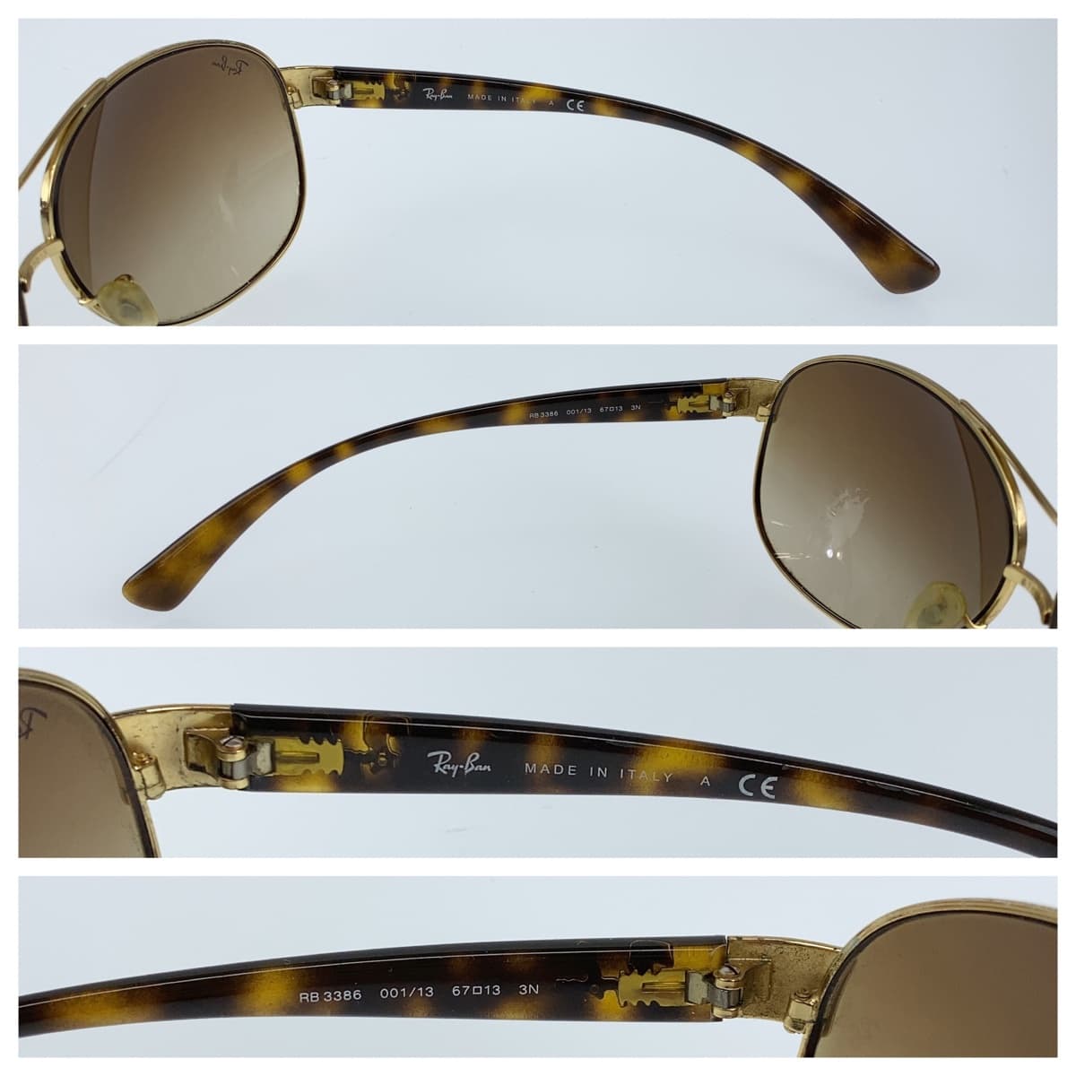 Ray-Ban Brown Gold Metal RB3386 001/13 67□13 3N Sunglasses Teardrop Men's