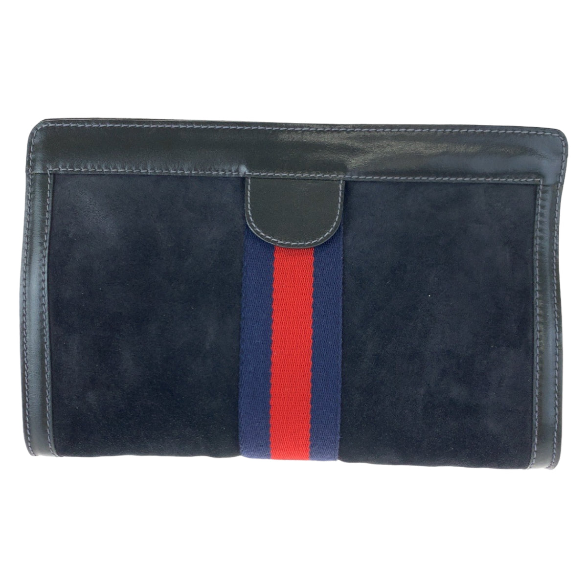 GUCCI グッチ ヴィンテージ オールドグッチ シェリーライン ブラック 黒 レッド 赤 ネイビー 紺 スウェード クラッチバッグ セカンドバッグ  メンズ