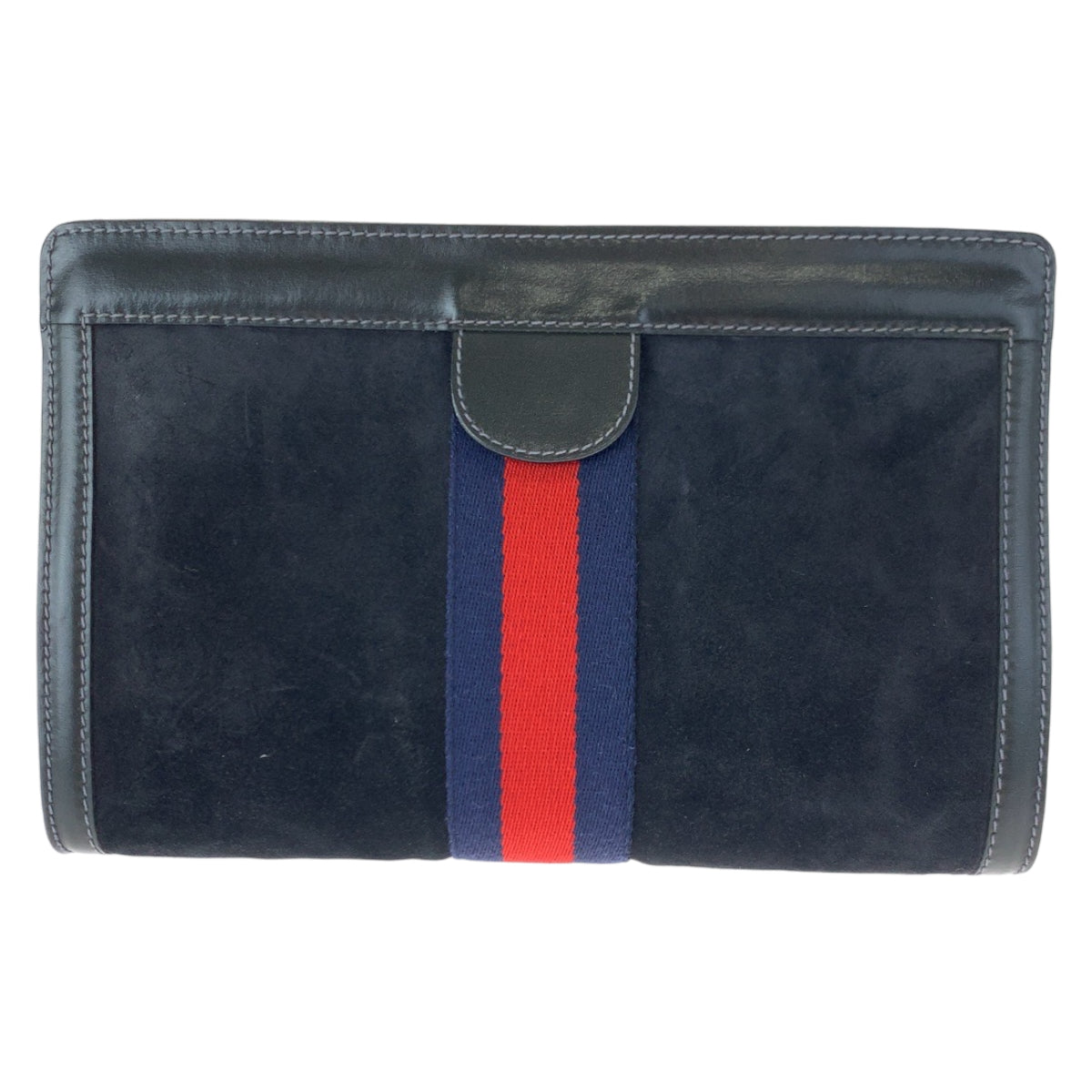 GUCCI グッチ ヴィンテージ オールドグッチ シェリーライン ブラック 黒 レッド 赤 ネイビー 紺 スウェード クラッチバッグ セカンドバッグ  メンズ