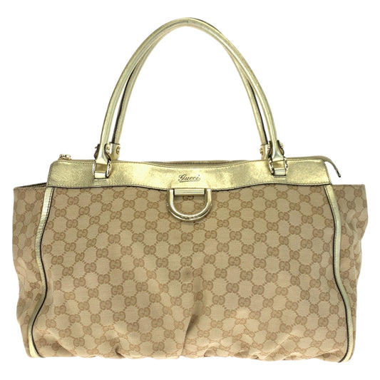 10449
 GUCCI Abby Beige Gold Gold Hardware GG Canvas/Leather 190248 Tote Bag Shoulder Bag Handbag Women's