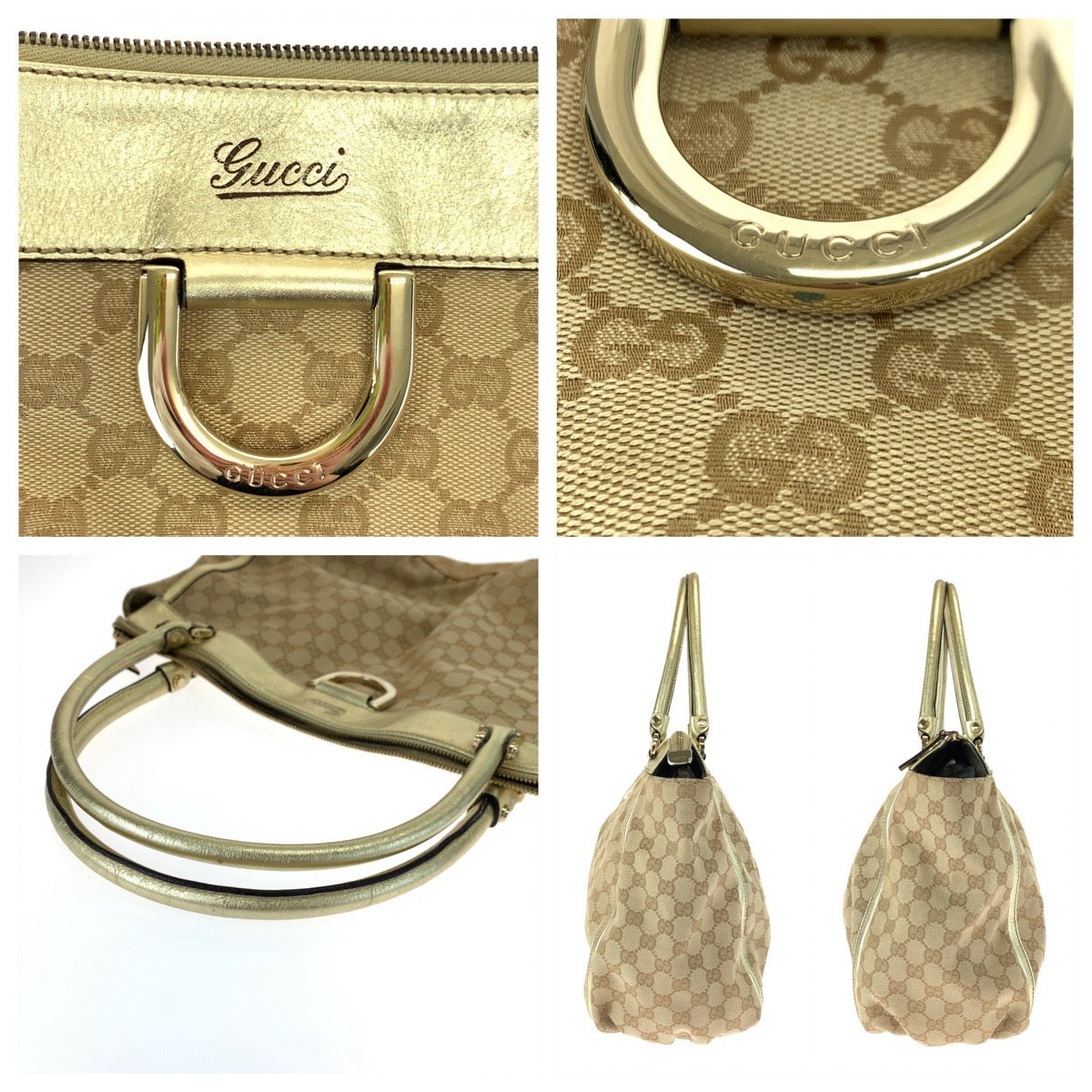 10449
GUCCI グッチ アビー ベージュ ゴールド ゴールド金具 GGキャンバス / レザー 190248 トートバッグ ショルダーバッグ ハンドバッグ  レディース