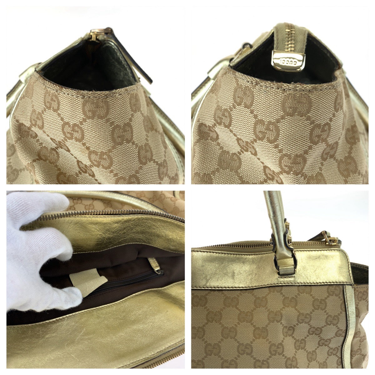 10449
GUCCI グッチ アビー ベージュ ゴールド ゴールド金具 GGキャンバス / レザー 190248 トートバッグ ショルダーバッグ ハンドバッグ  レディース