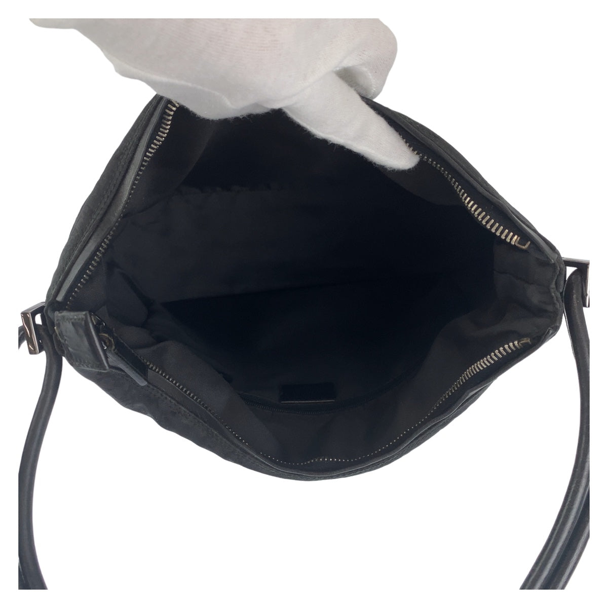 10450
 GUCCI Gucci Hobo Black Silver Hardware GG Canvas/Leather 13766 Hobo Shoulder Bag Handbag Women's