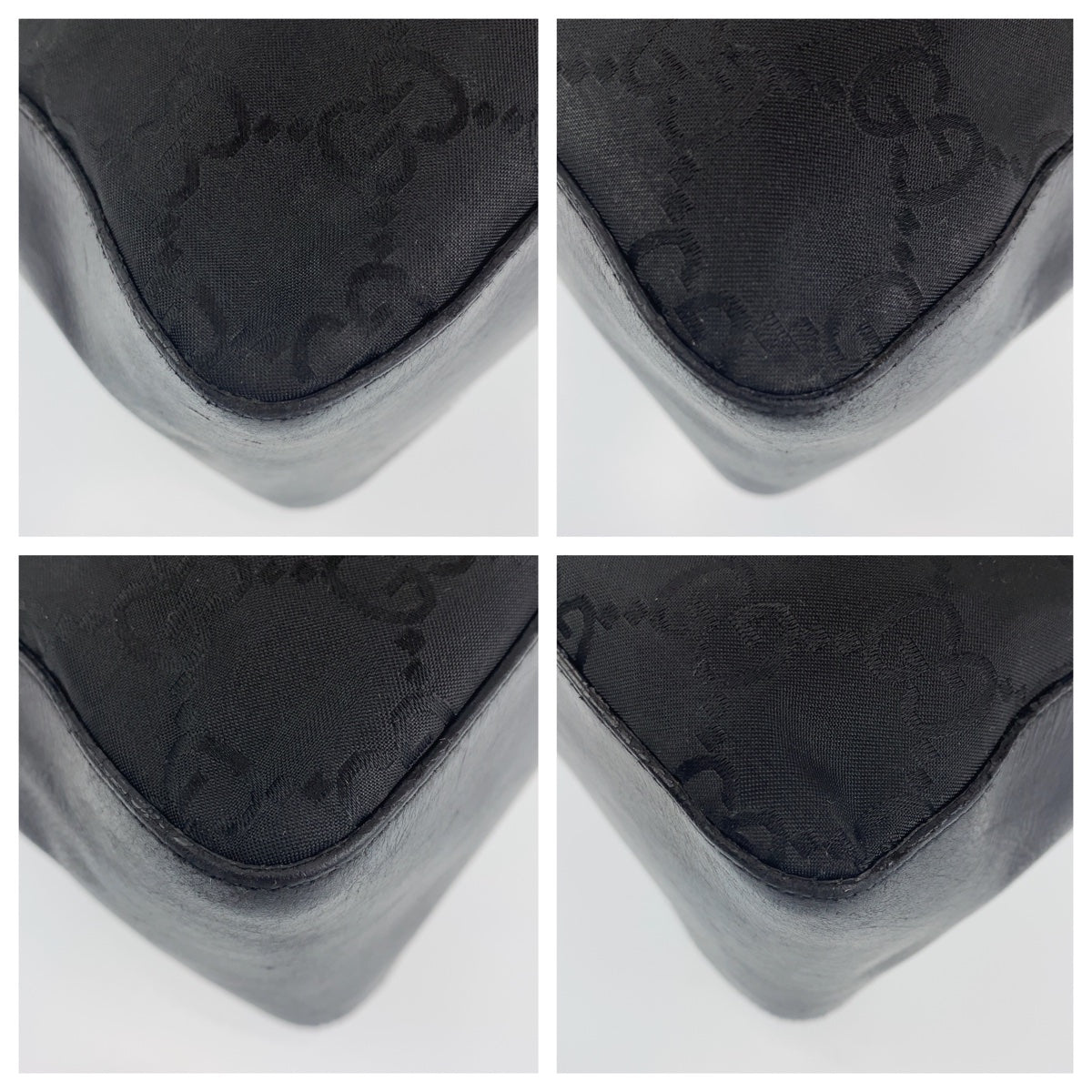 10450
 GUCCI Gucci Hobo Black Silver Hardware GG Canvas/Leather 13766 Hobo Shoulder Bag Handbag Women's