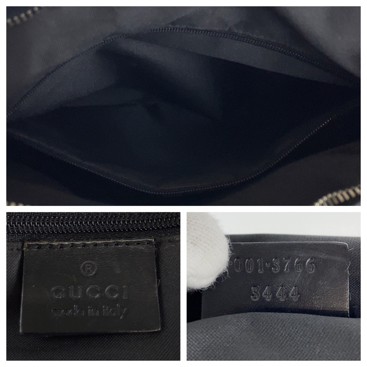 10450
 GUCCI Gucci Hobo Black Silver Hardware GG Canvas/Leather 13766 Hobo Shoulder Bag Handbag Women's