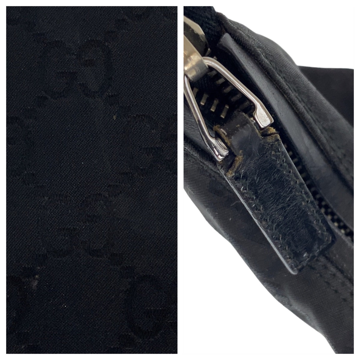 10450
 GUCCI Gucci Hobo Black Silver Hardware GG Canvas/Leather 13766 Hobo Shoulder Bag Handbag Women's