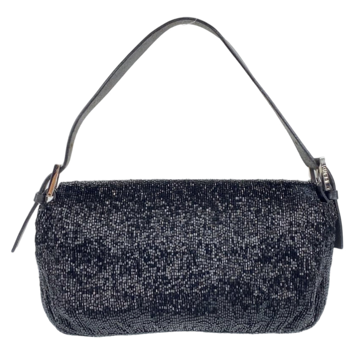 FENDI フェンディ ビーズ刺繍 マンマバケット ブラック 黒 ビーズ / レザー ハンドバッグ ワンショルダー  レディース