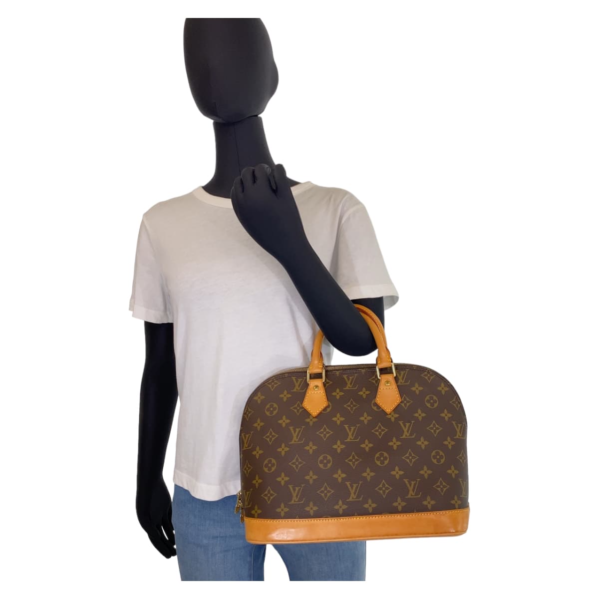 LOUIS VUITTON ルイヴィトン モノグラム アルマ PM ブラウン 茶 PVC / レザー M51130 ハンドバッグ トートバッグ  レディース