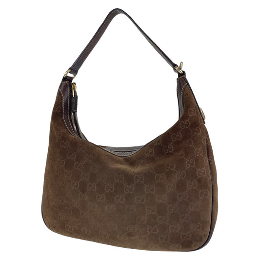 GUCCI グッチ ブラウン 茶 ゴールド金具 スウェード / レザー 153010 ワンショルダーバッグ 肩掛け  レディース