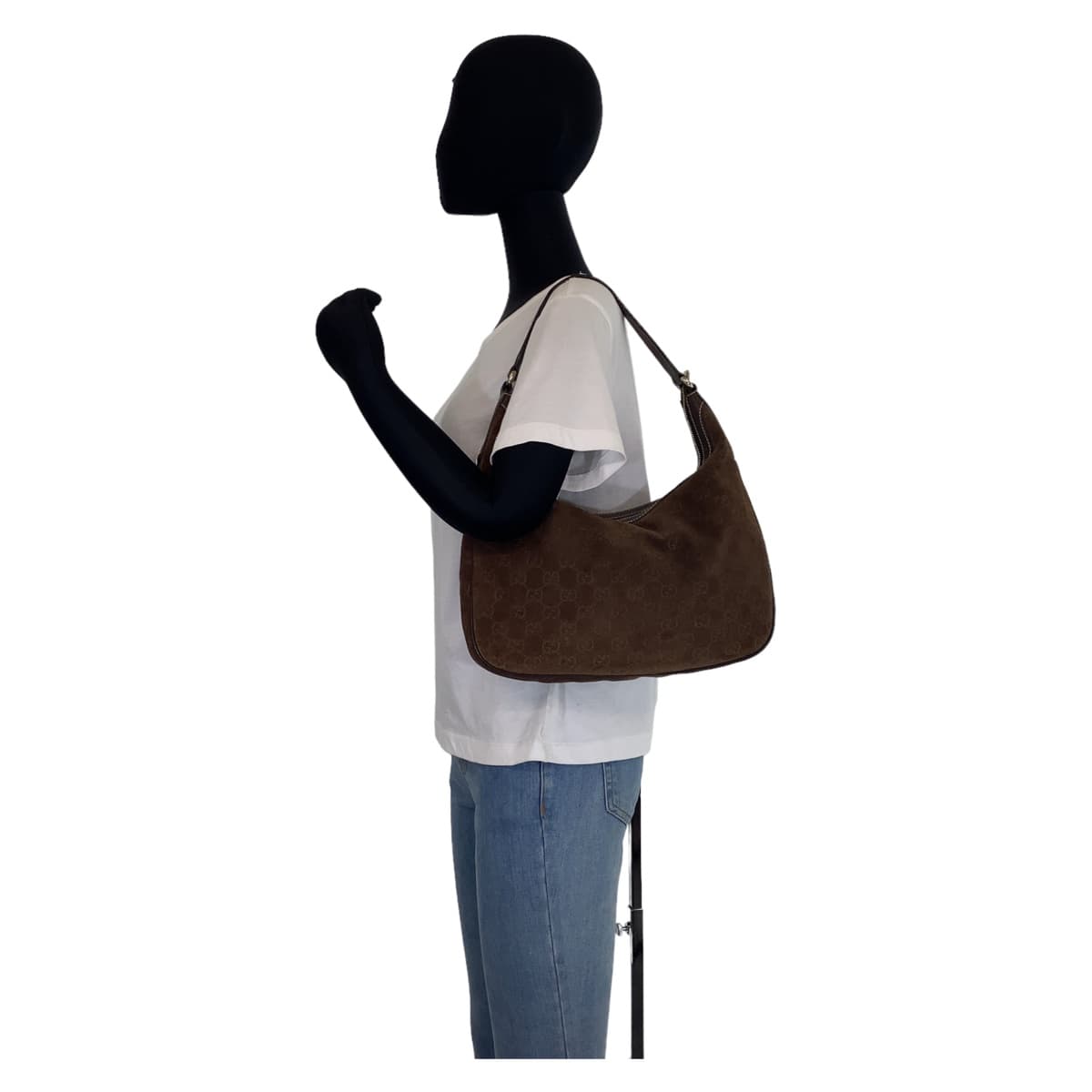 GUCCI グッチ ブラウン 茶 ゴールド金具 スウェード / レザー 153010 ワンショルダーバッグ 肩掛け  レディース