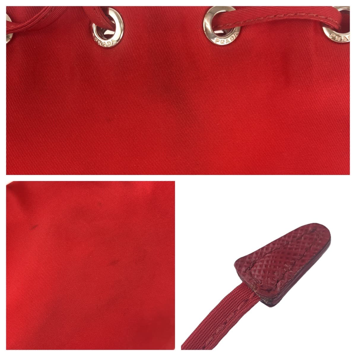 PRADA Prada Tessuto Triangle Logo Plate Red Silver Hardware Nylon Pouch Second Bag for Women