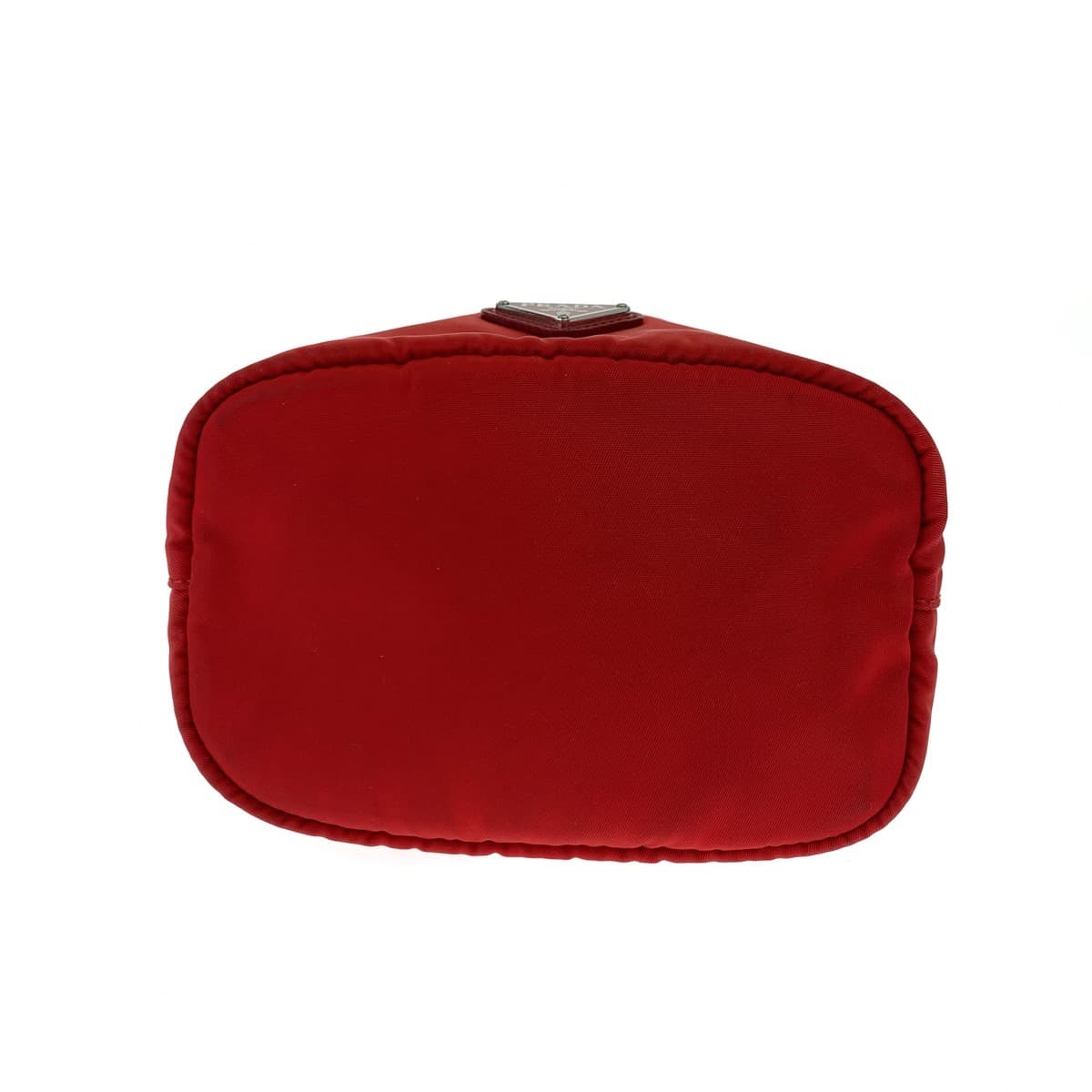 PRADA Prada Tessuto Triangle Logo Plate Red Silver Hardware Nylon Pouch Second Bag for Women
