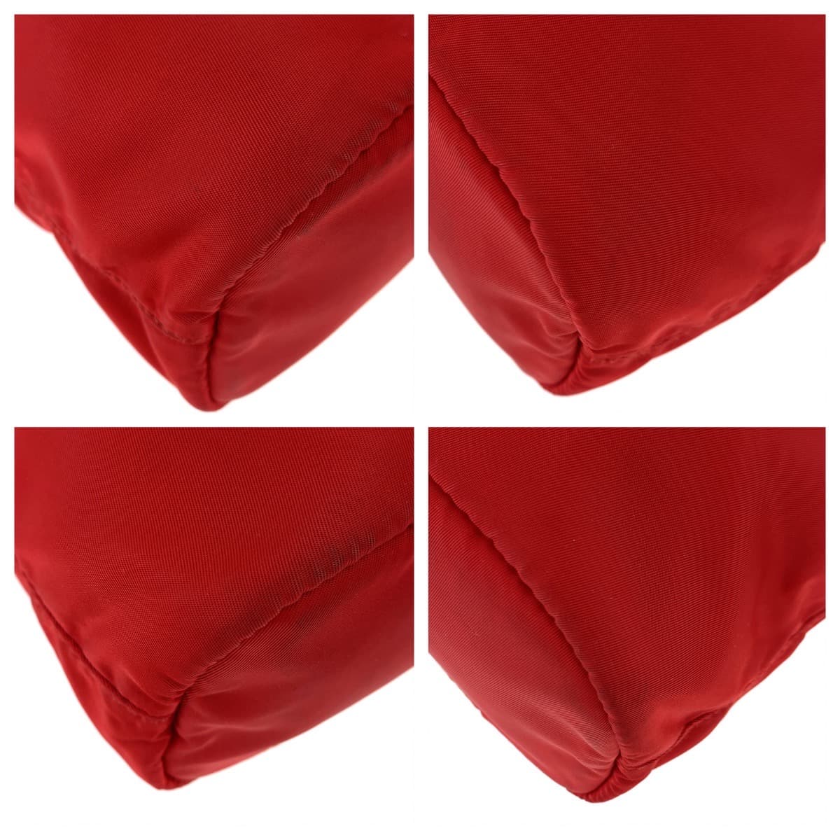 PRADA Prada Tessuto Triangle Logo Plate Red Silver Hardware Nylon Pouch Second Bag for Women