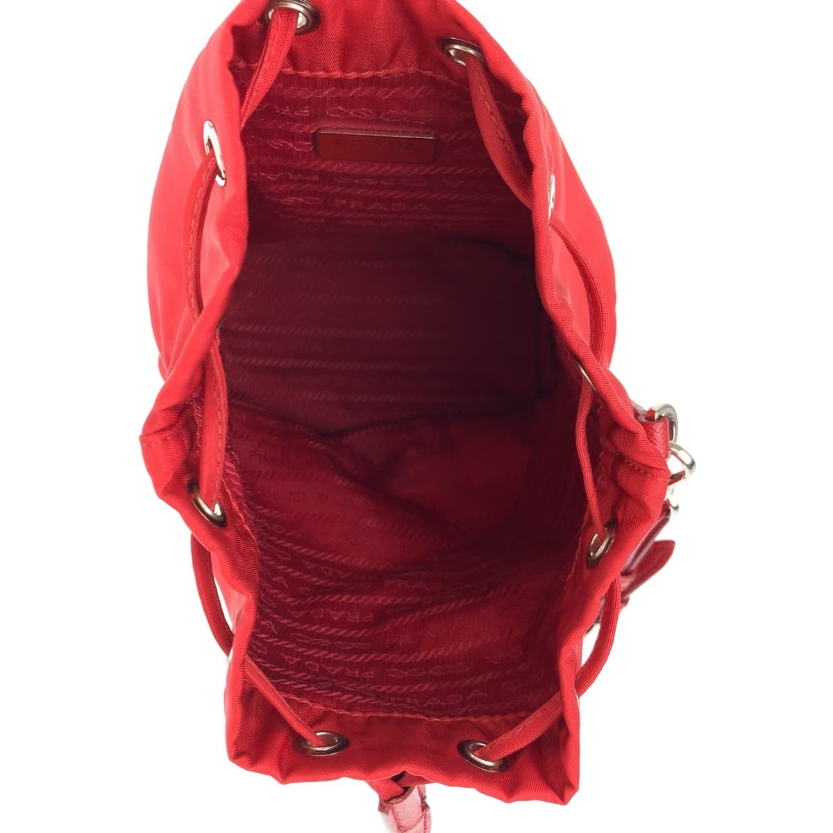 PRADA Prada Tessuto Triangle Logo Plate Red Silver Hardware Nylon Pouch Second Bag for Women