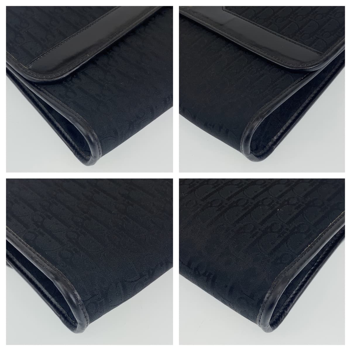 10455
 Dior Vintage Trotter Black Gold Hardware Canvas Chain Shoulder Bag Clutch Bag for Women