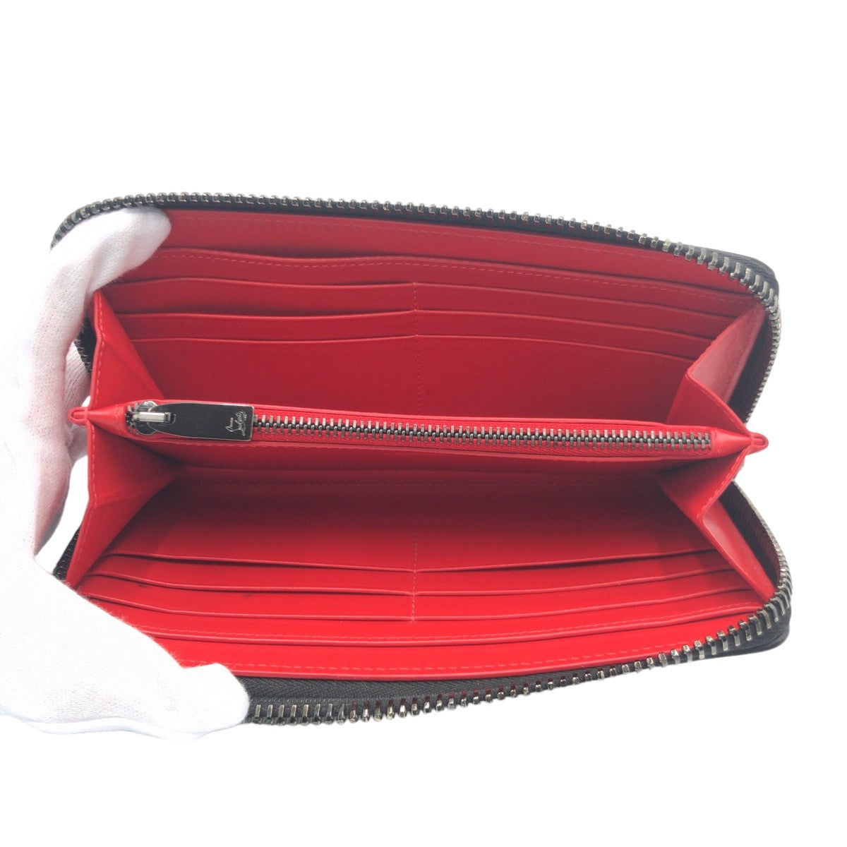 10459
Christian Louboutin クリスチャンルブタン パネトーネ グラデーションスタッズ ブラック シルバー金具 レザー 1175059 長財布 ロングウォレット ラウンドファスナー  メンズ