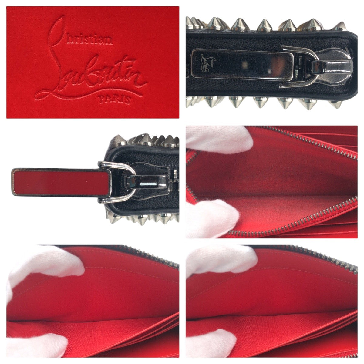 10459
Christian Louboutin クリスチャンルブタン パネトーネ グラデーションスタッズ ブラック シルバー金具 レザー 1175059 長財布 ロングウォレット ラウンドファスナー  メンズ