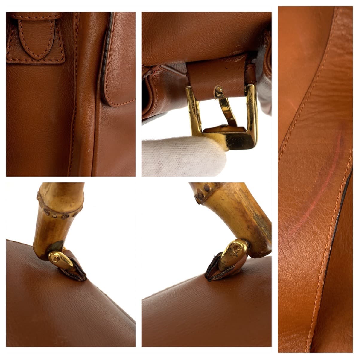 10460
GUCCI グッチ ヴィンテージ バンブー オールドグッチ ブラウン ゴールド金具 レザー 008 2058 0016 リュックサック バックパック  レディース